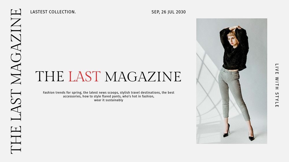 Fashion magazine YouTube thumbnail template