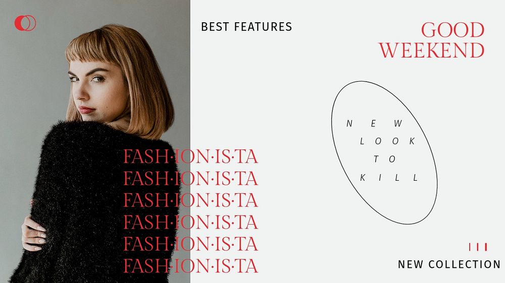 Fashionista magazine editable banner template, blonde model photo