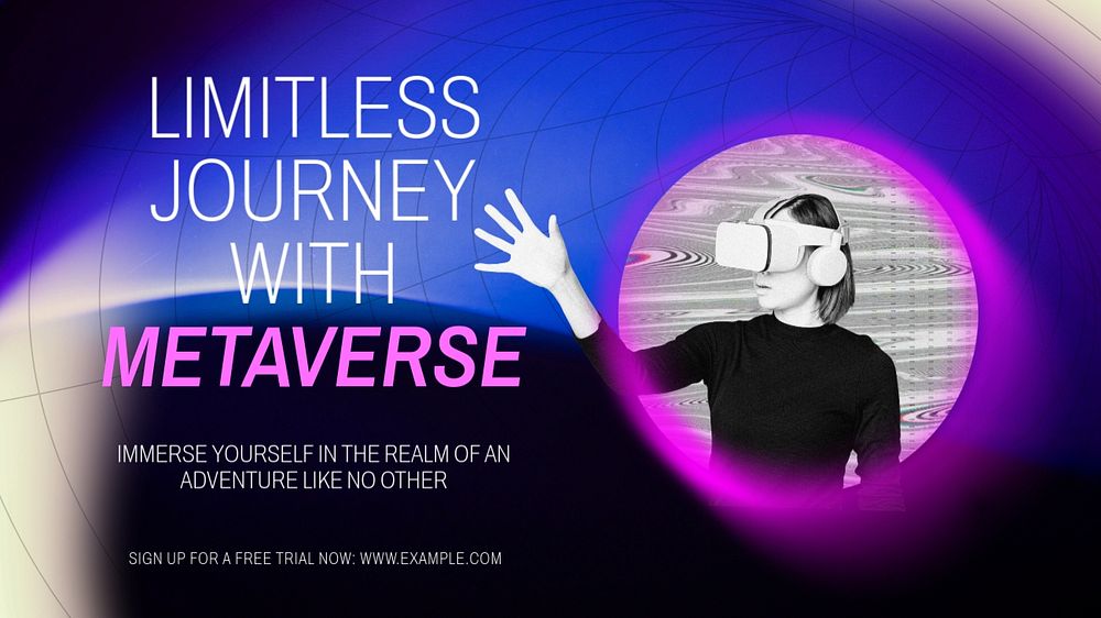 Metaverse technology blog banner template, editable innovative VR design