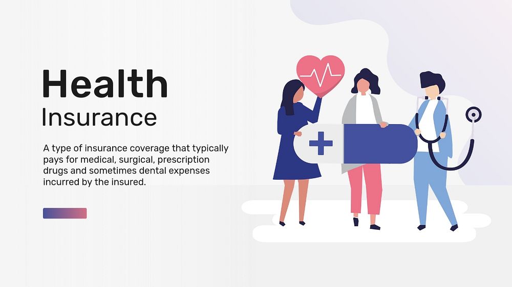 Health insurance blog banner template, flat graphic & editable text