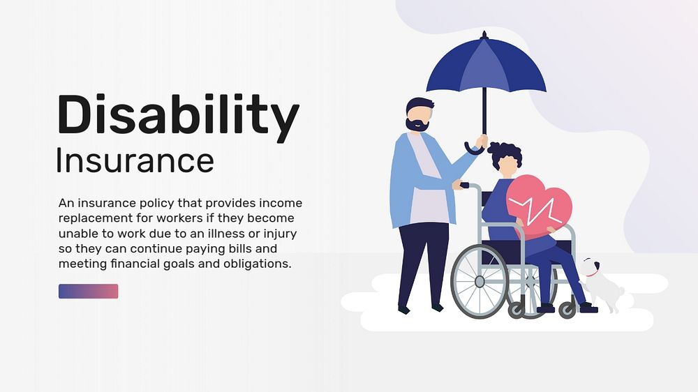 Disability insurance blog banner template, flat graphic & editable text