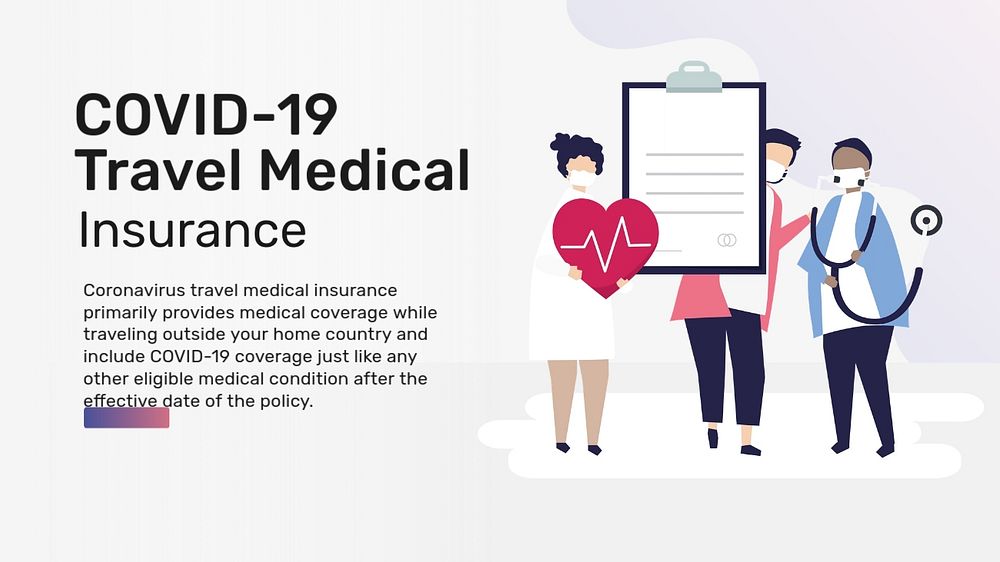 Covid-19 insurance blog banner template, flat graphic & editable text