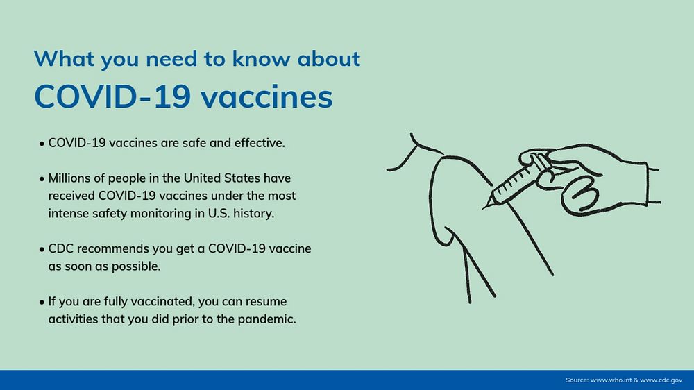 Coronavirus vaccine  Facebook cover template, editable design