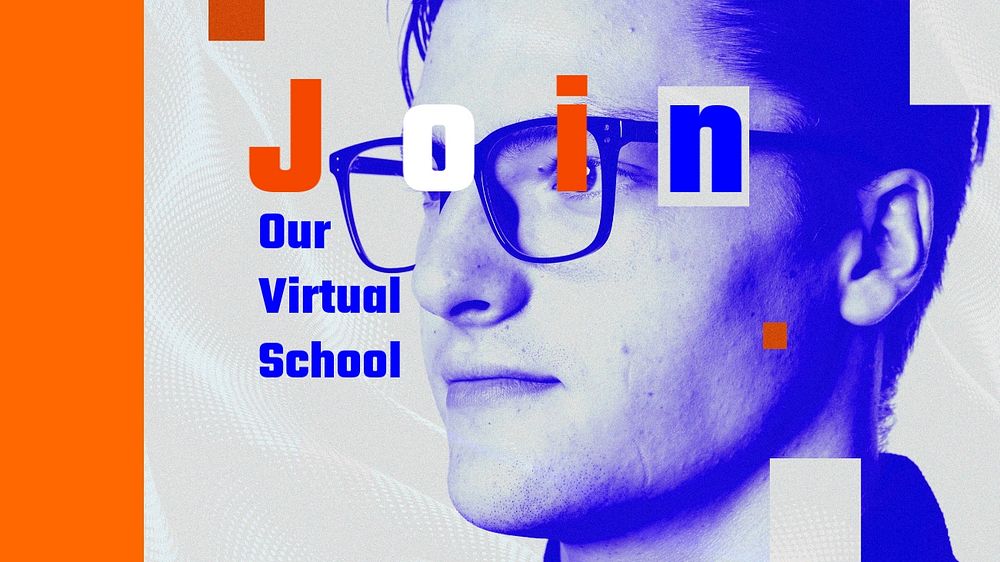 Virtual school blog banner template, editable smart education design