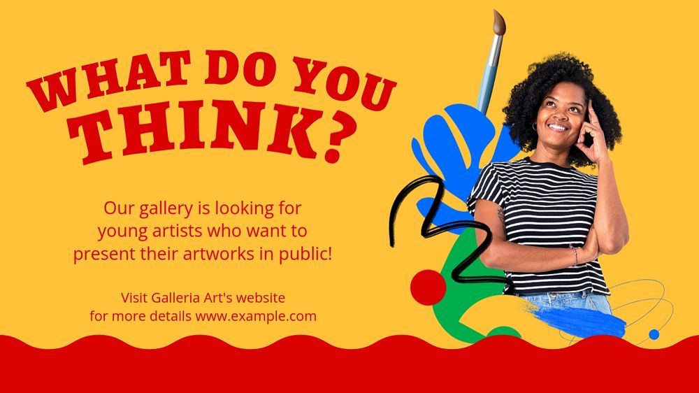 Art gallery blog banner template, funky editable design