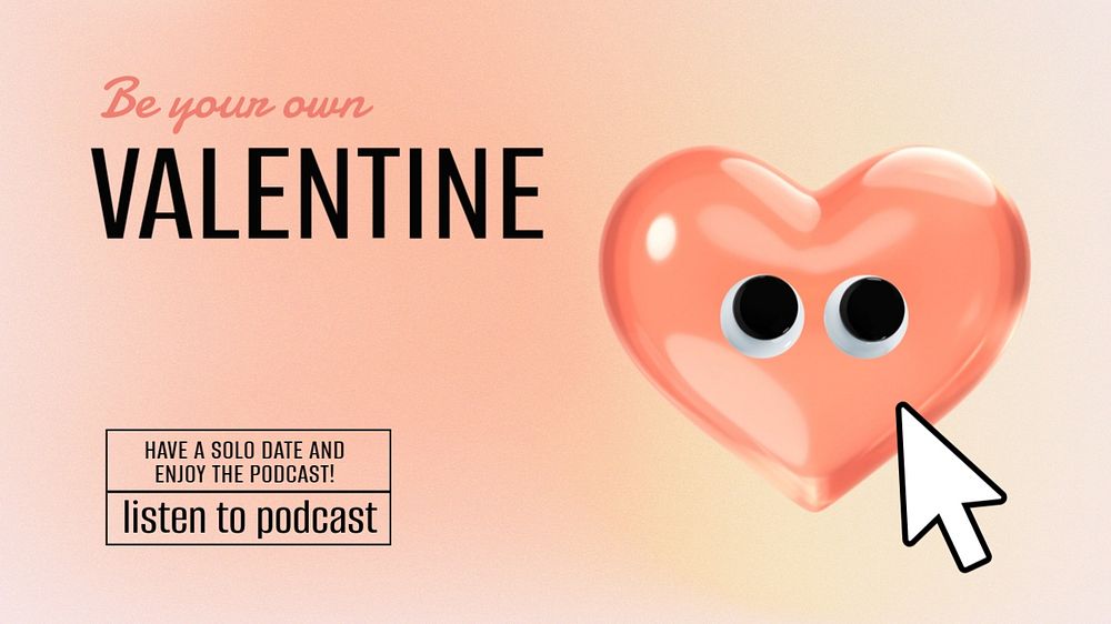 3D Valentine's blog banner template, editable design