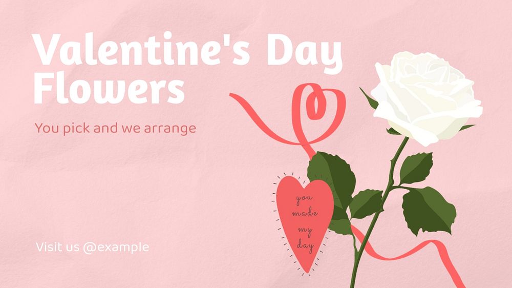 Valentine's flower Facebook cover template, editable design