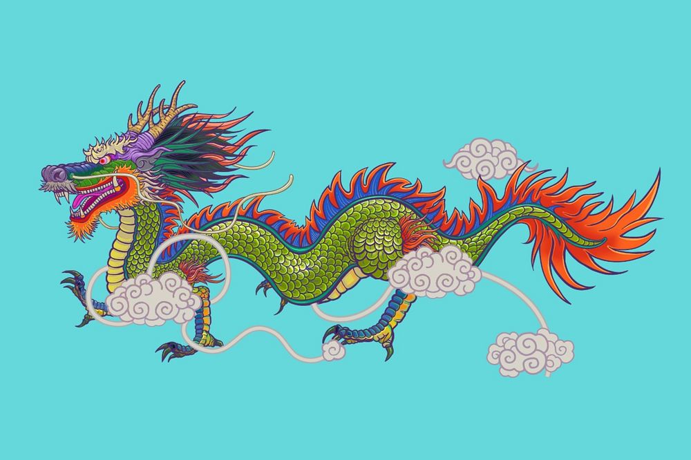 Chinese dragon, traditional animal illustration, editable design