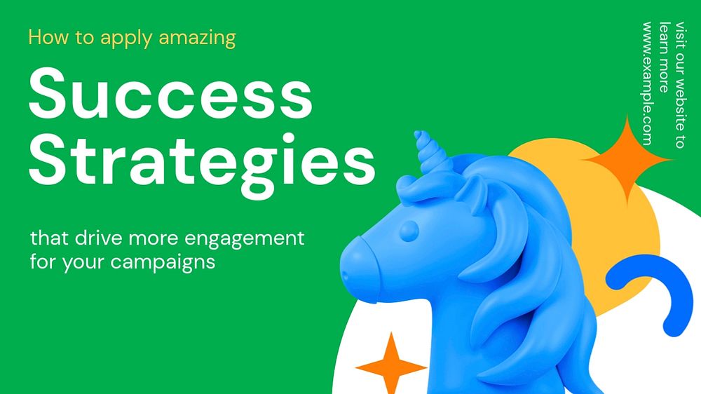 Unicorn strategies blog banner template, funky editable design