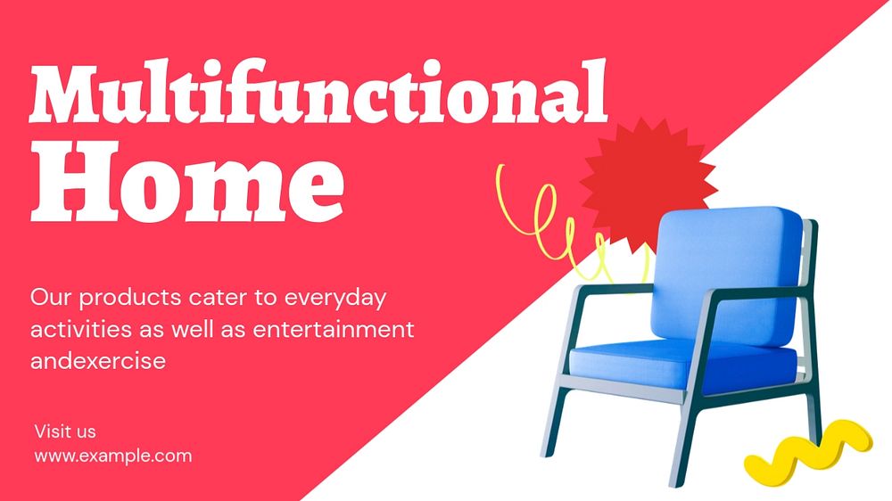 Multifunctional home blog banner template, funky editable design