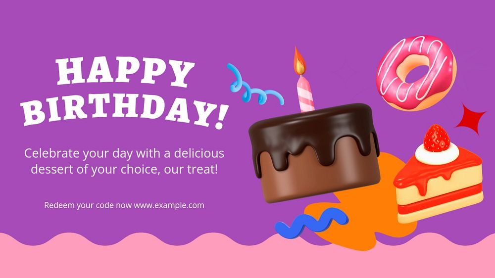 Birthday benefits blog banner template, funky editable design