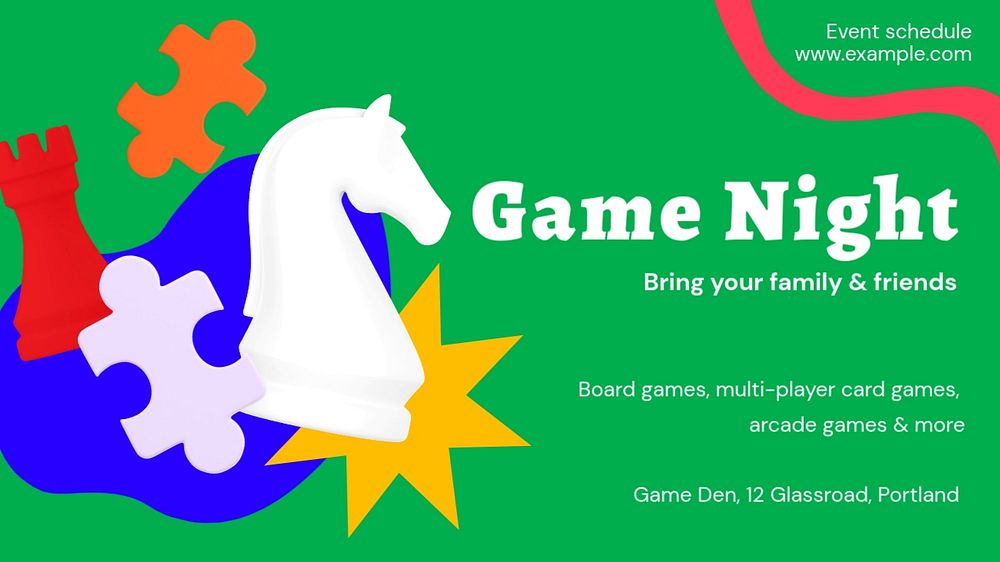 Game night blog banner template, funky editable design