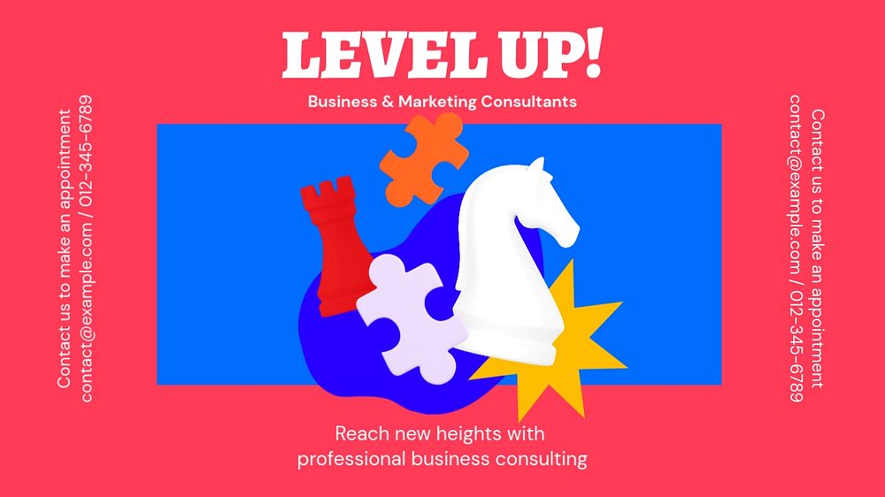 Level up blog banner template, funky editable design