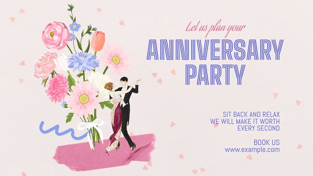 Anniversary party YouTube thumbnail template, editable design