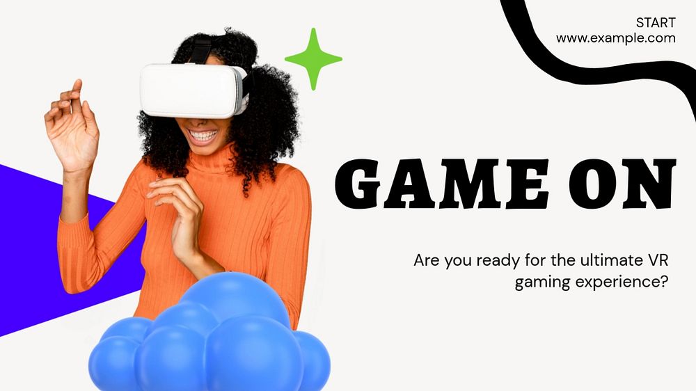 Game on blog banner template, funky editable design