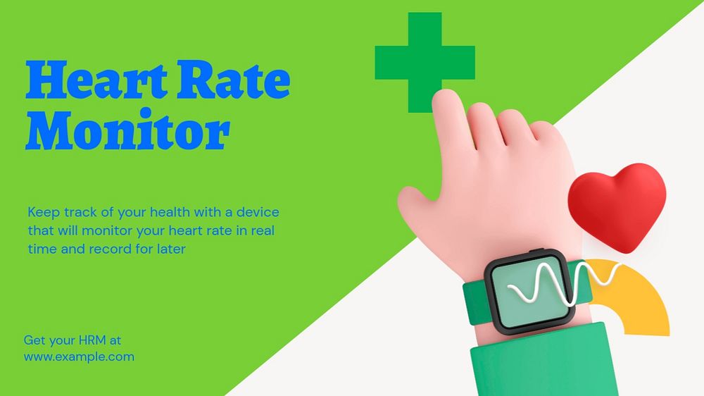 Hear rate monitor blog banner template, funky editable design