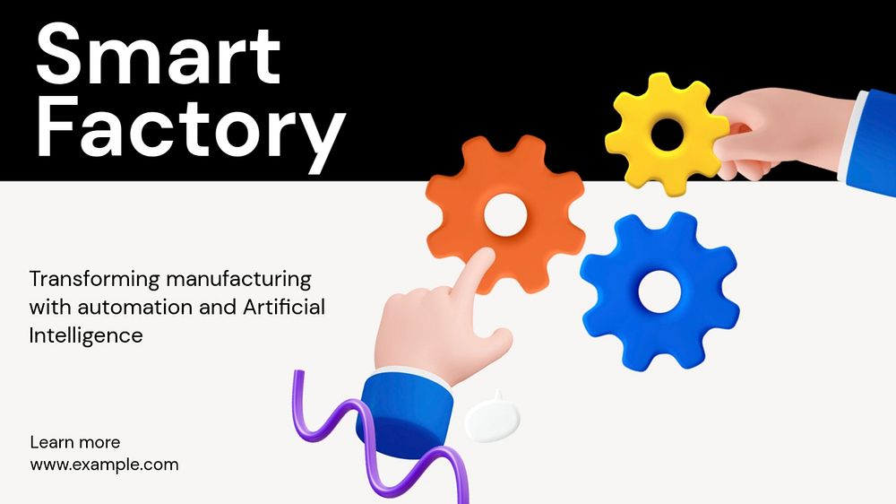 Smart factory blog banner template, funky editable design