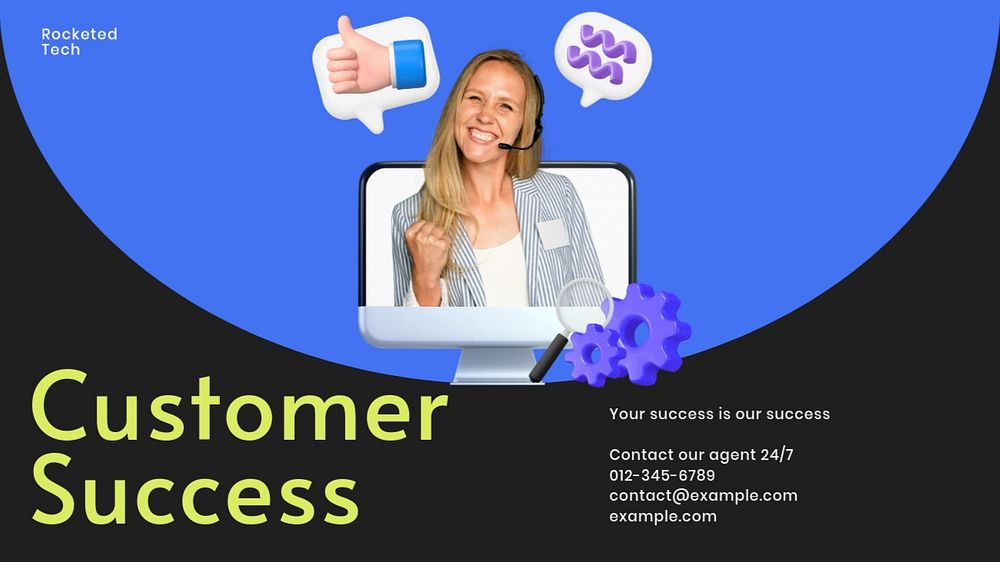 Customer success blog banner template, customizable design