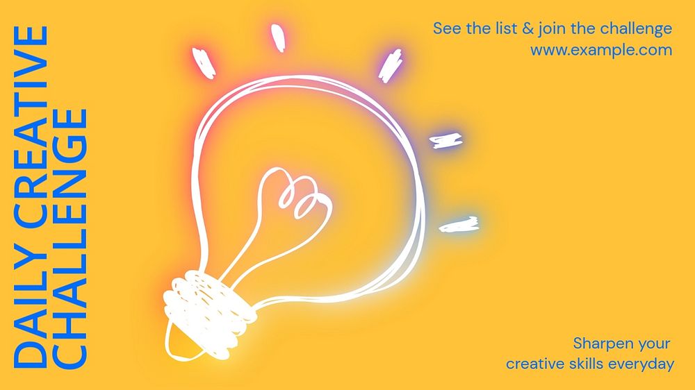 Creative challenge blog banner template, funky editable design