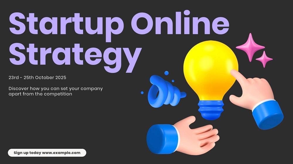 Startup online strategy blog banner template, customizable design