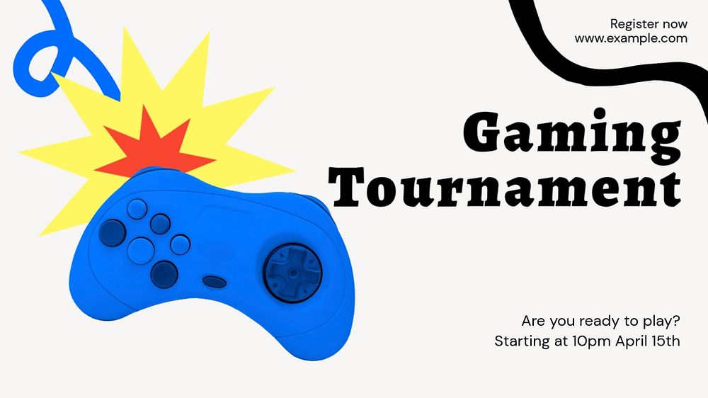 Tournament blog banner template, funky editable design