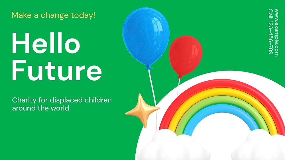 Charity for children blog banner template, funky editable design
