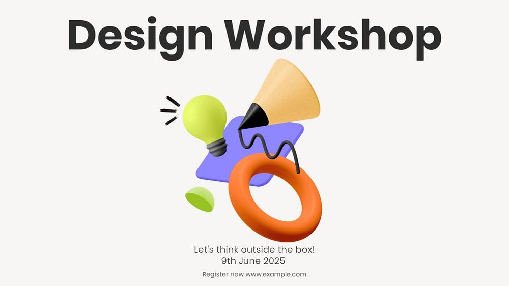 Design thinking workshop blog banner template, customizable design