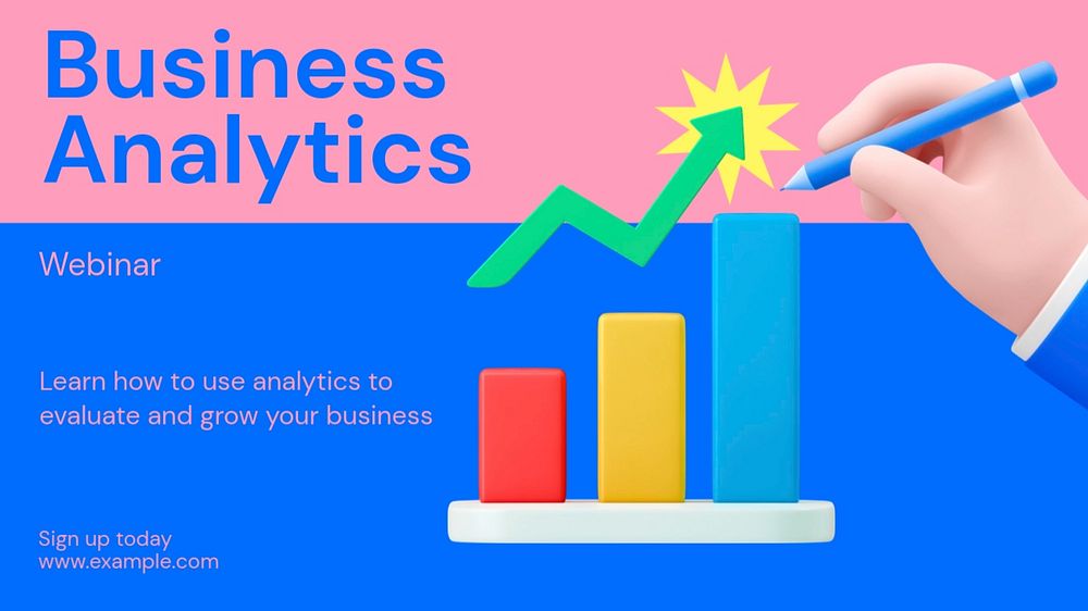 Business analytics blog banner template, funky editable design