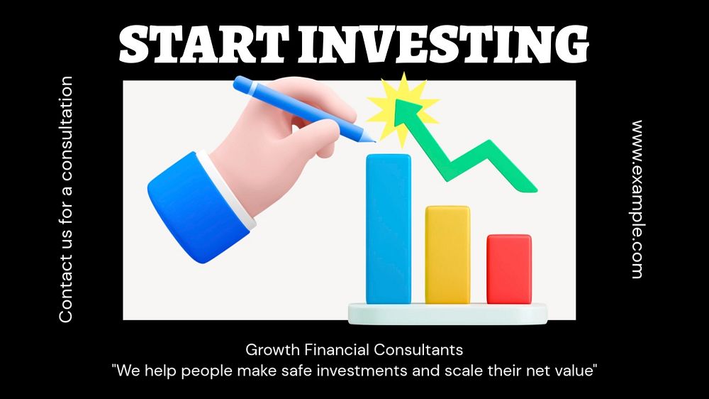 Start investing blog banner template, funky editable design