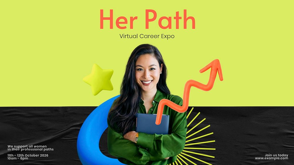 Female career expo blog banner template, customizable design