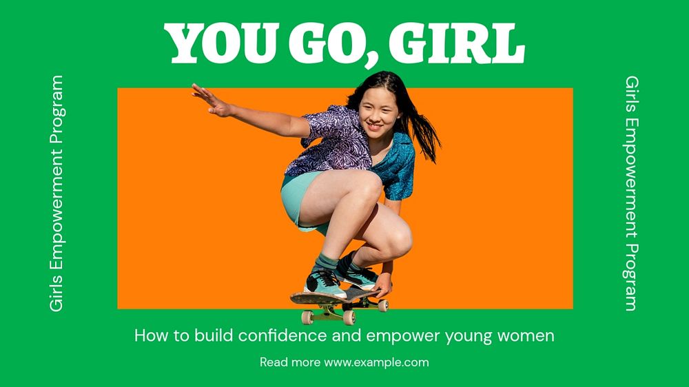 Girl empowering blog banner template, funky editable design