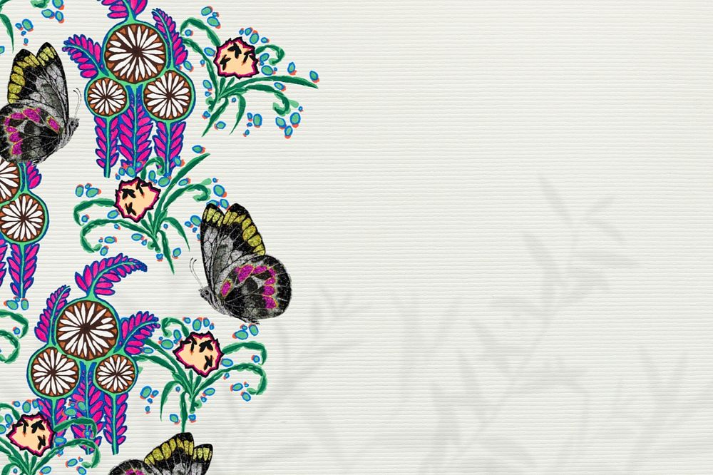 Vintage butterflies background, editable insect border illustration by EA. Séguy, remixed by rawpixel