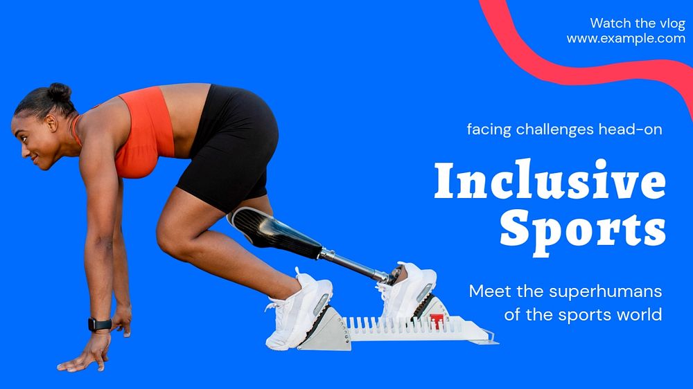 Inclusive sports blog banner template, funky editable design