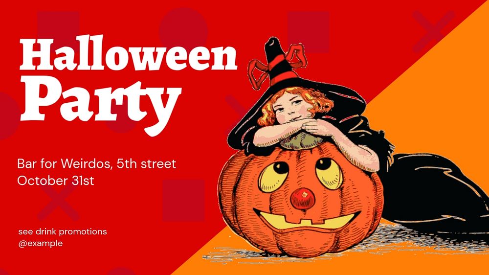 Halloween party blog banner template, funky editable design