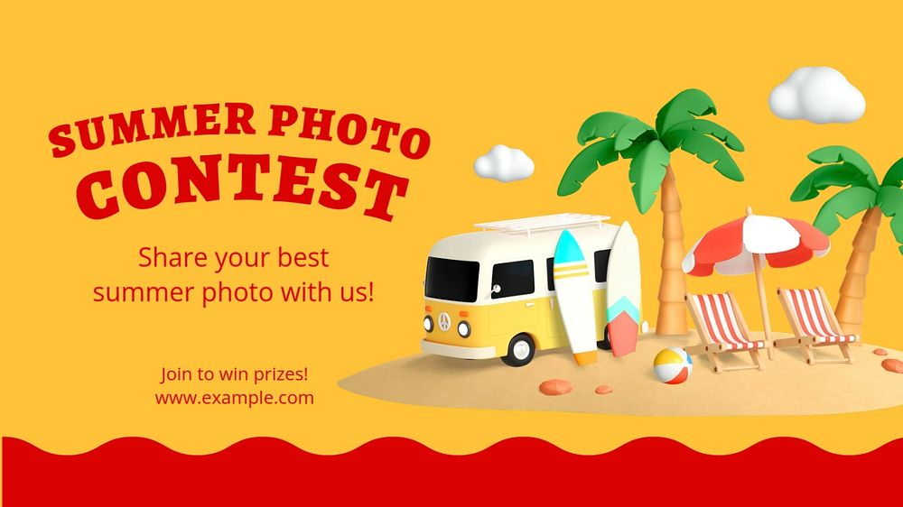 Summer photo contest blog banner template, funky editable design