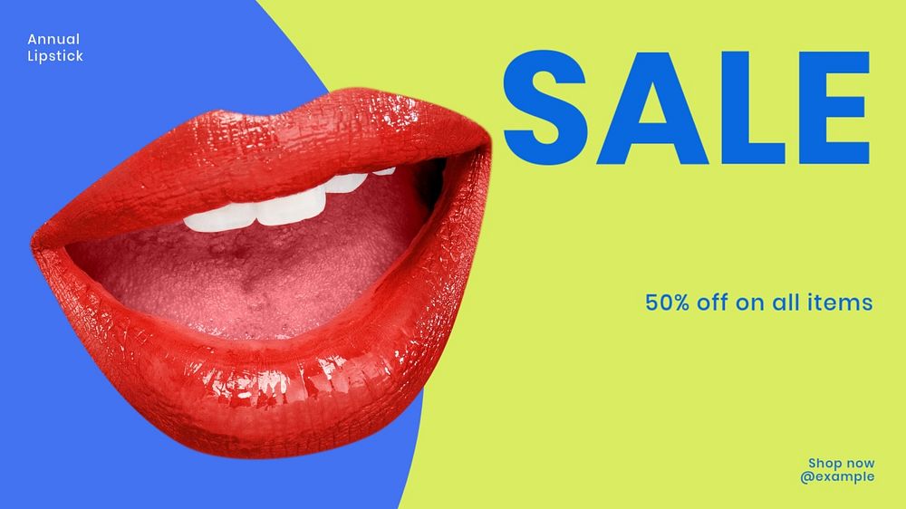 Annual lipstick sale blog banner template, customizable design