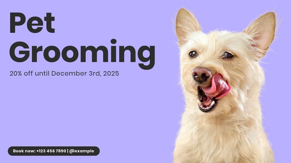 Pet grooming blog banner template, customizable design