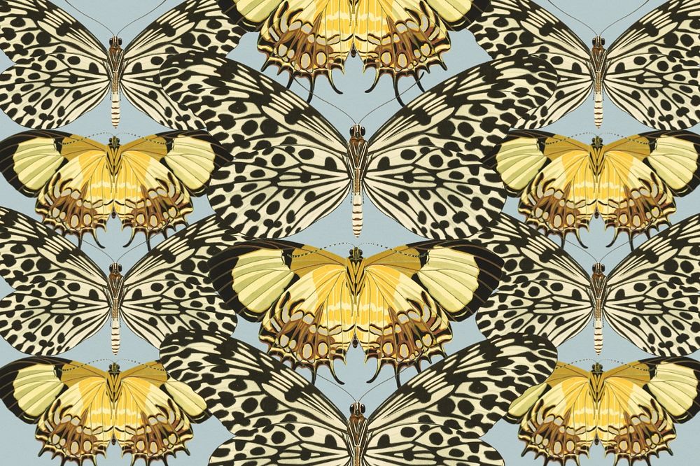 Vintage butterfly patterned background, editable E.A. Séguy's design, remixed by rawpixel