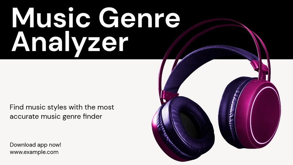 Music genre analyzer blog banner template, funky editable design