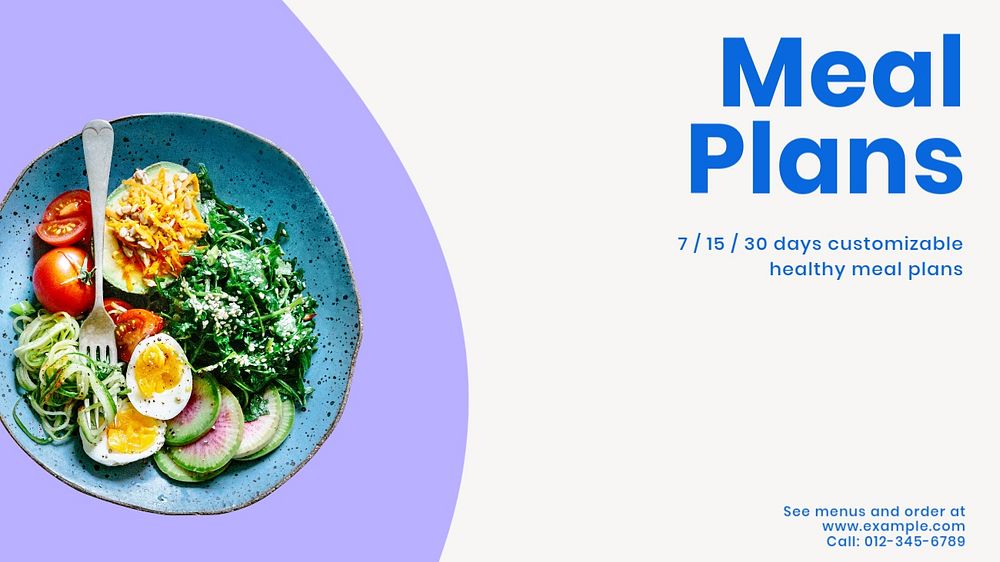 Meal plan blog banner template, customizable design