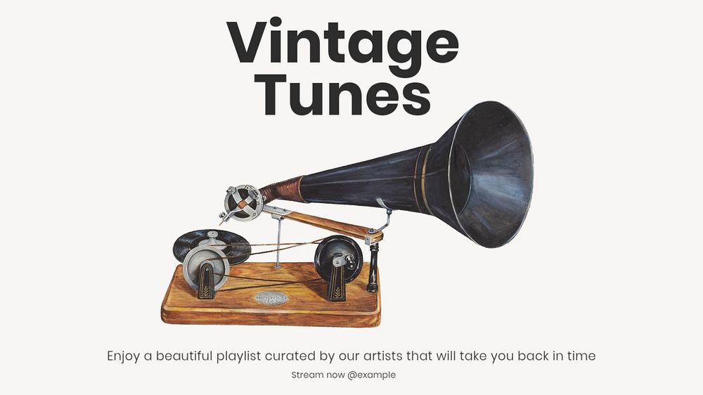 Vintage tune blog banner template, customizable design