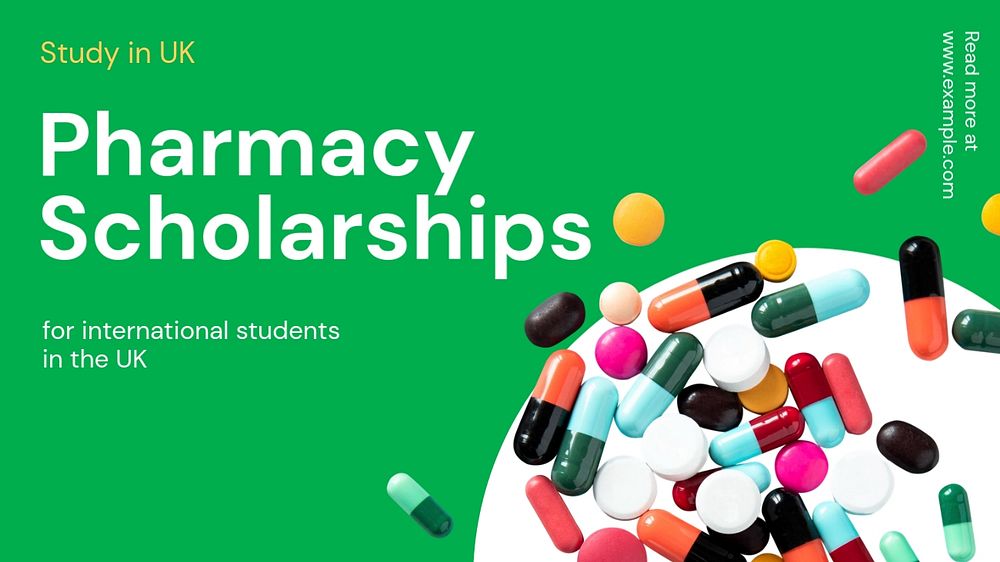 Pharmacy scholarship blog banner template, funky editable design