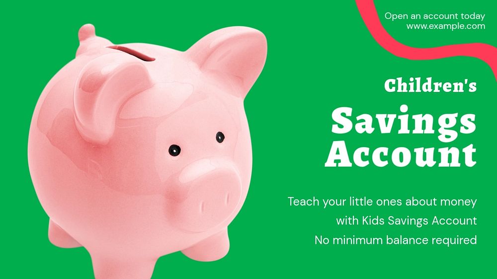 Children's savings account blog banner template, funky editable design