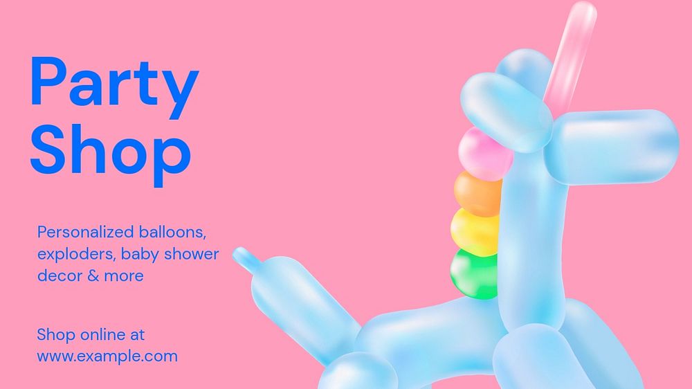 Party shop blog banner template, funky editable design