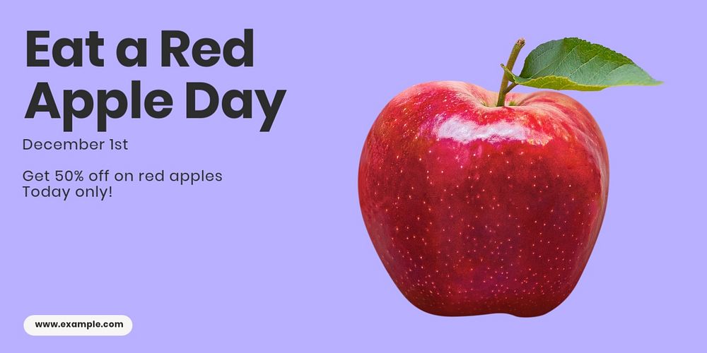 Red apple day  Twitter ad template, editable design