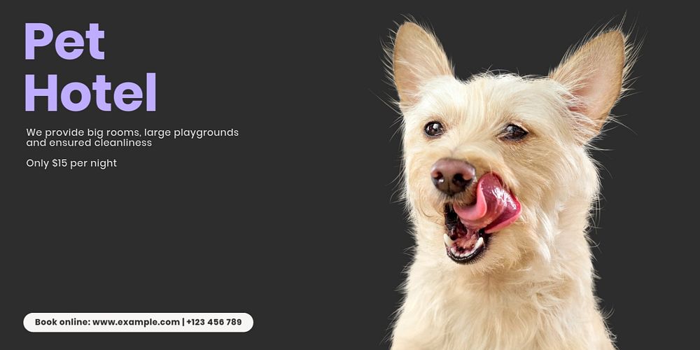 Dog hotel Twitter ad template, editable design