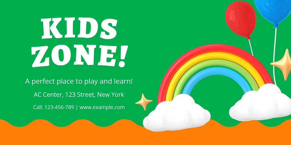 Kids zone Twitter ad template, editable text & design