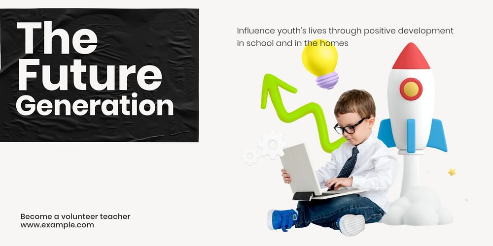 Future generation Twitter ad template, editable design