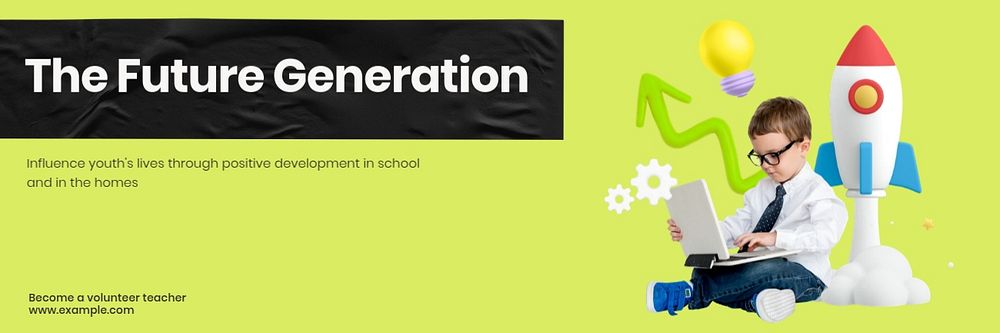 Future generation email header template, editable text and design