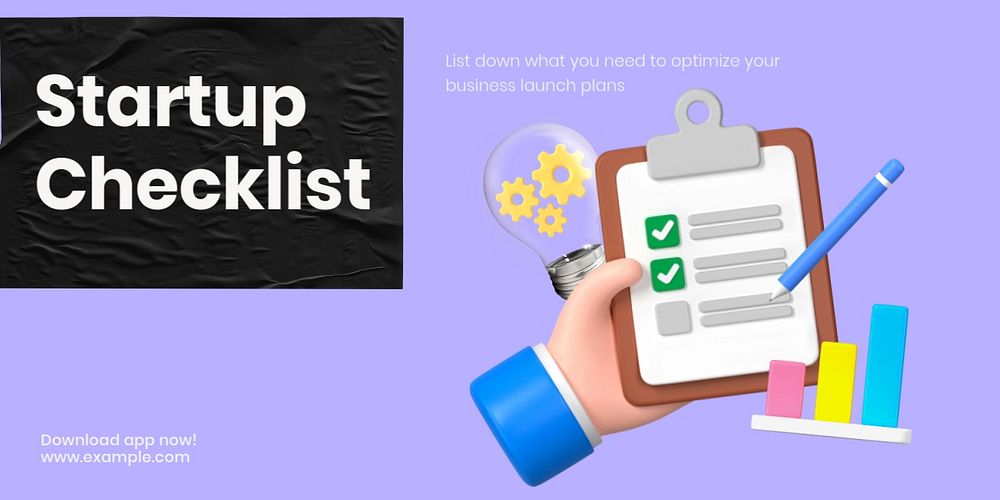 Startup checklist Twitter ad template, editable design